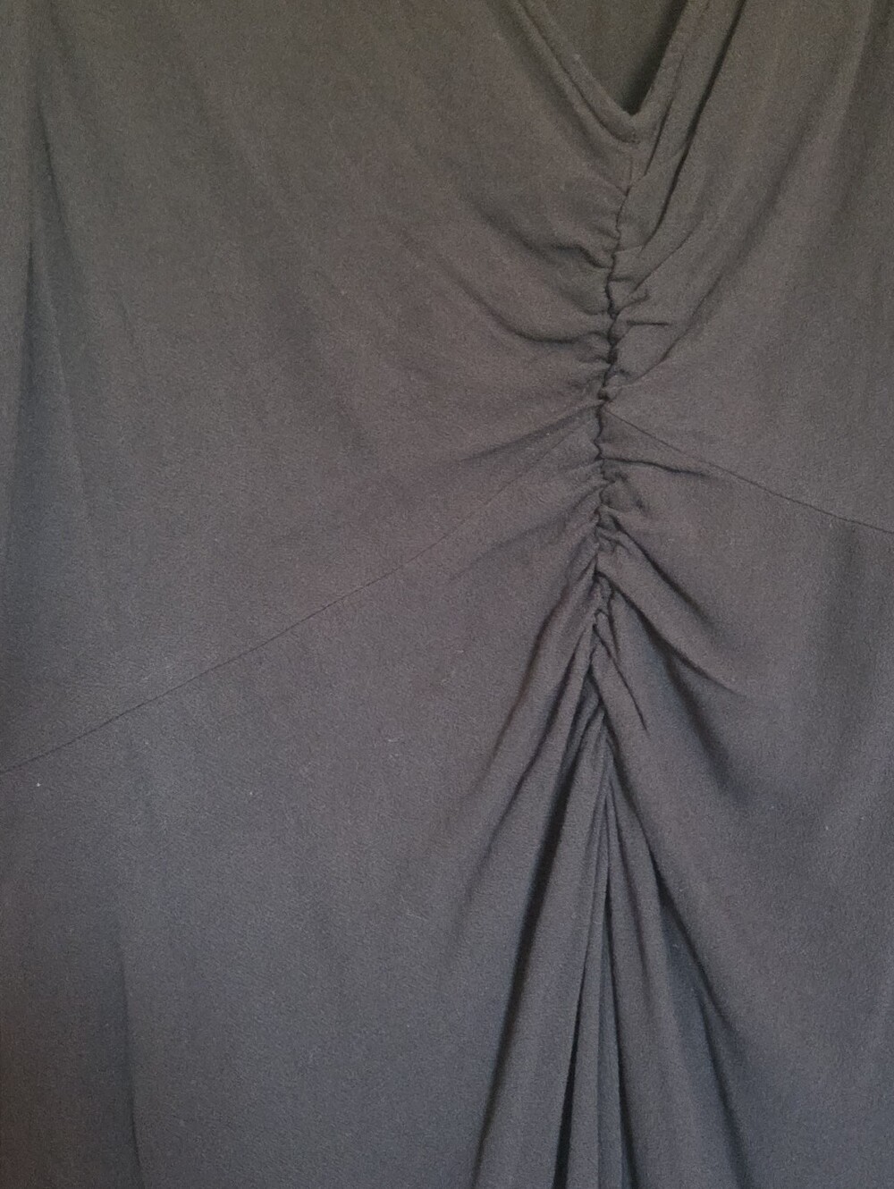 Old Navy Black Dress Puff-Sleeve V-Neck Crepe Midi Hi-Lo Dress Size Large - Picture 2 of 11